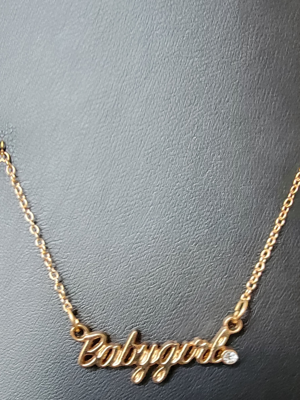 18" Gold Tone 'Babygirl' Script Necklace with Clear Stone